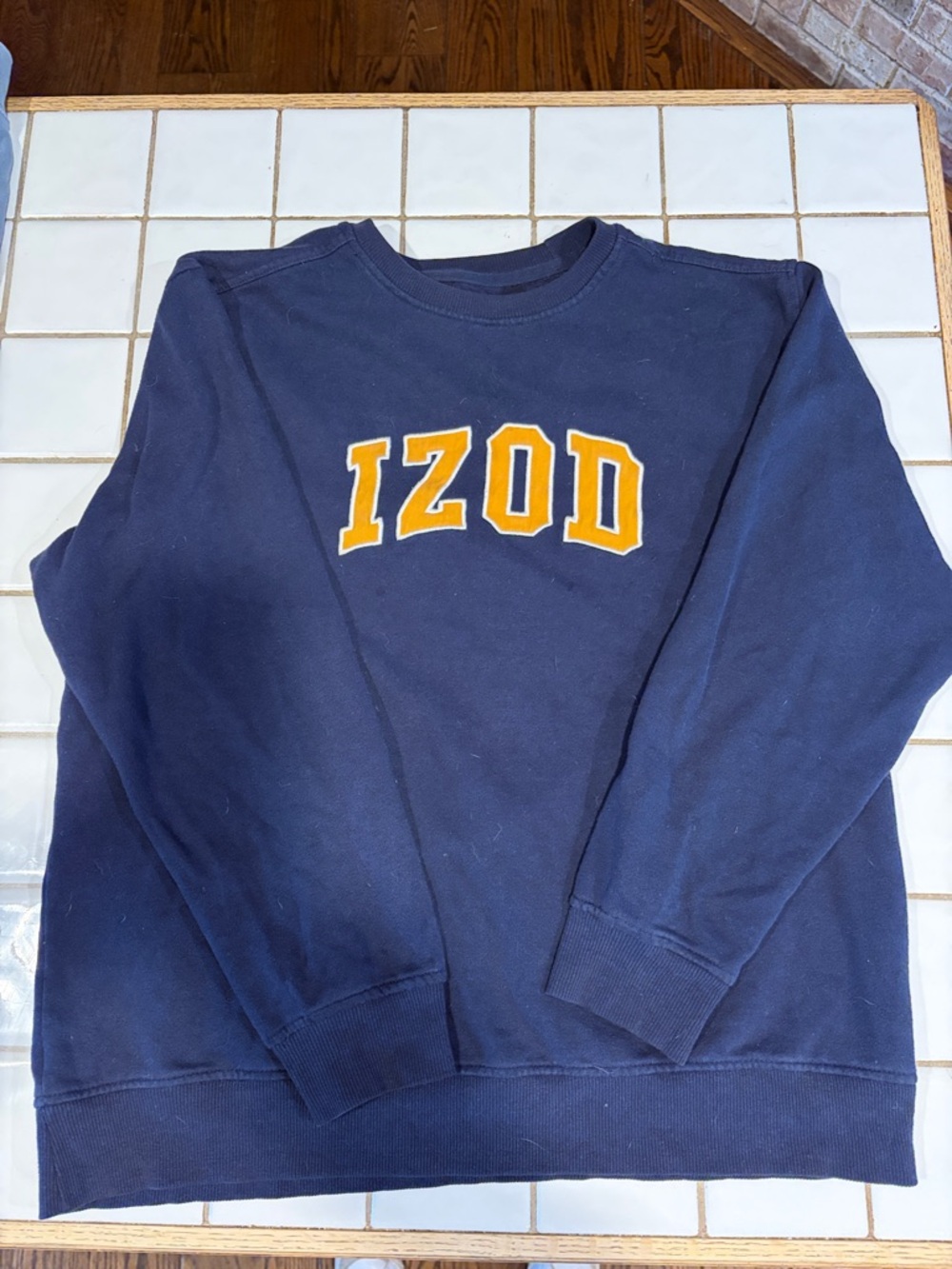 Izod Navy Crewneck Sweatshirt with Yellow Lettering